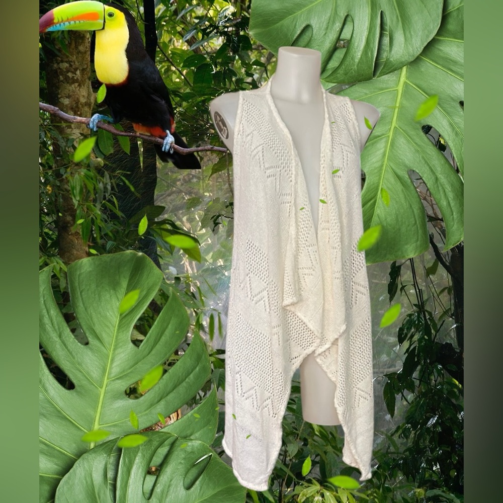 Alice + Olivia Linen Sleeveless Duster Sweater White Size Extra Small